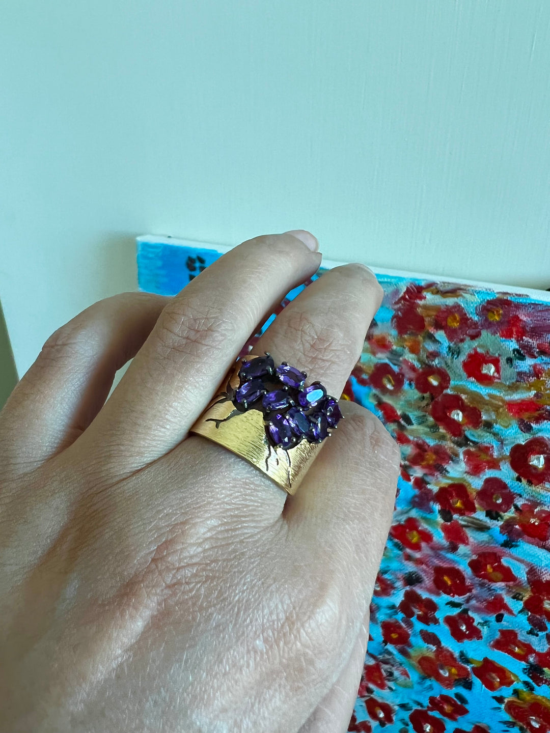 Designer Pure Silver Amethyst Ring