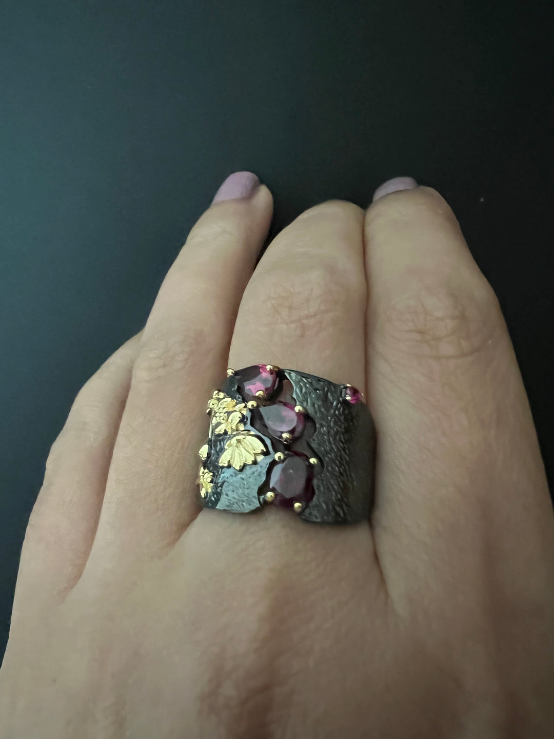 Designer Pure Silver Rhodolite Ring