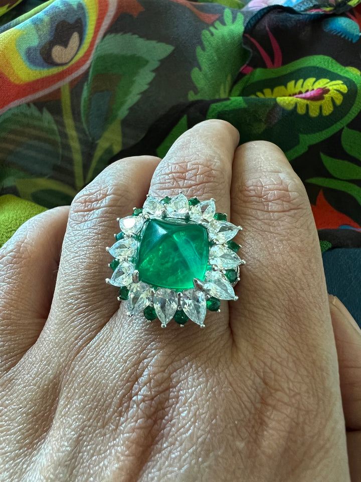 Designer Pure Silver Cubic Zirconia Ring