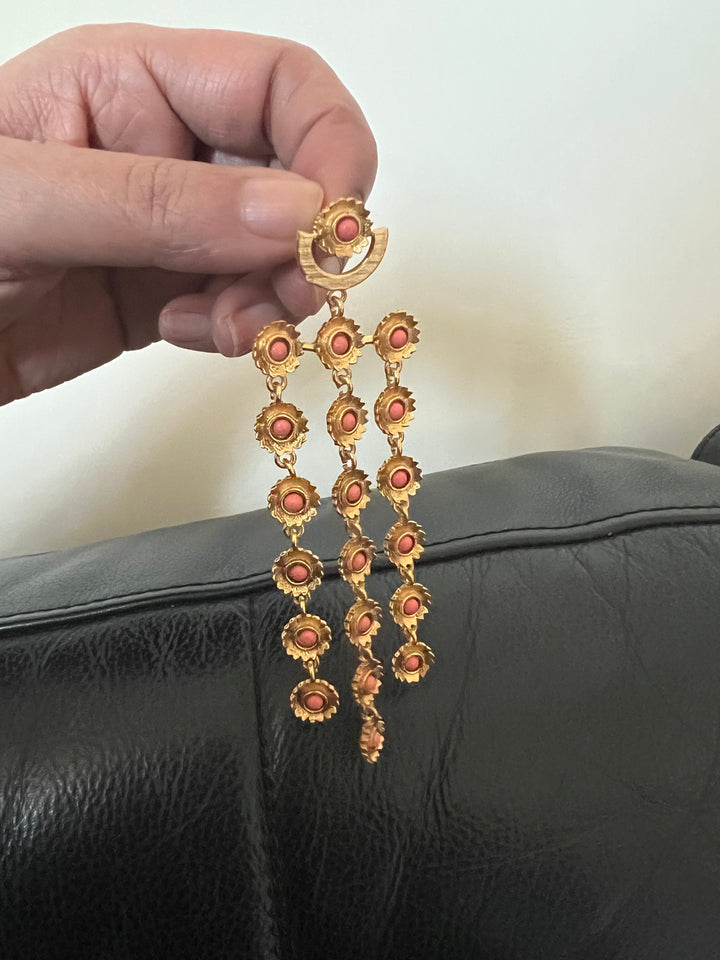 Pink Coral Flowers Earrings