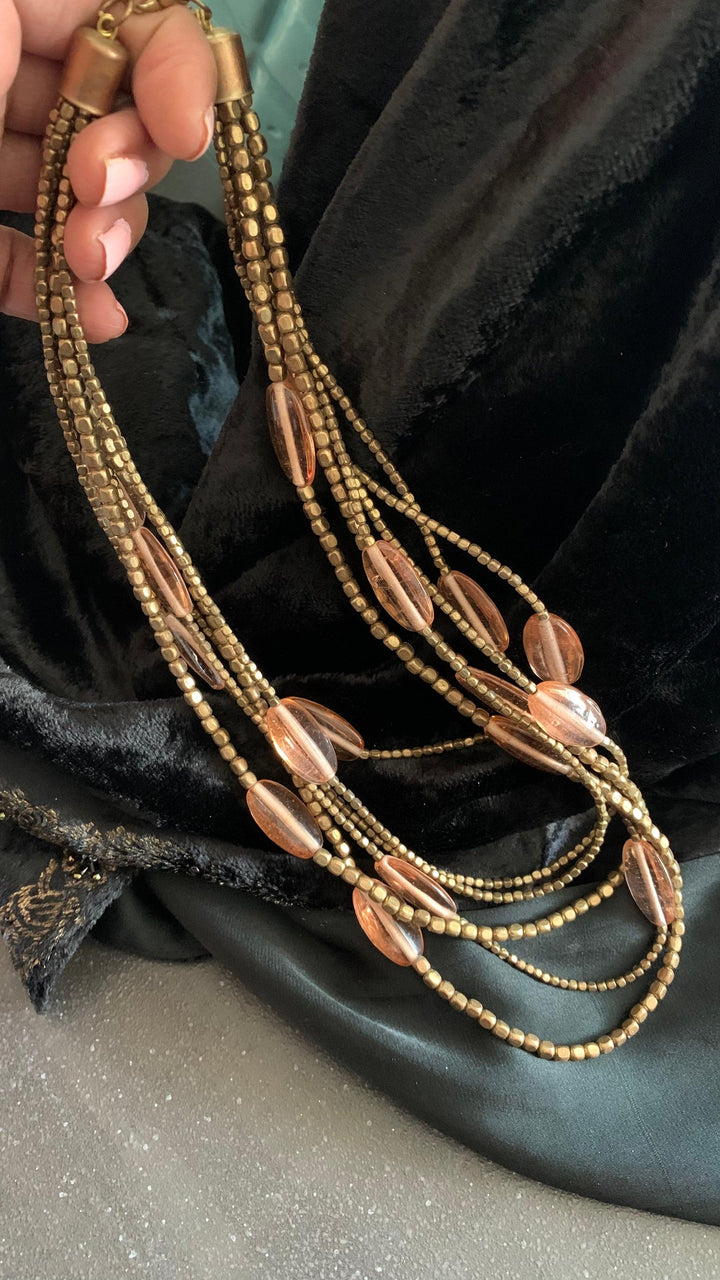 Statement Asymmetric Beaded Necklace - SHIVKA