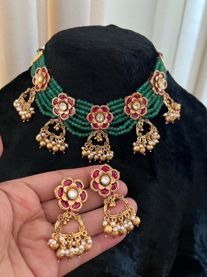 Kundan Wedding Collar Necklace with Earrings