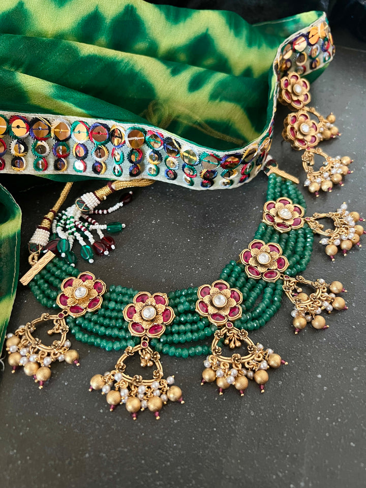 Kundan Wedding Collar Necklace with Earrings