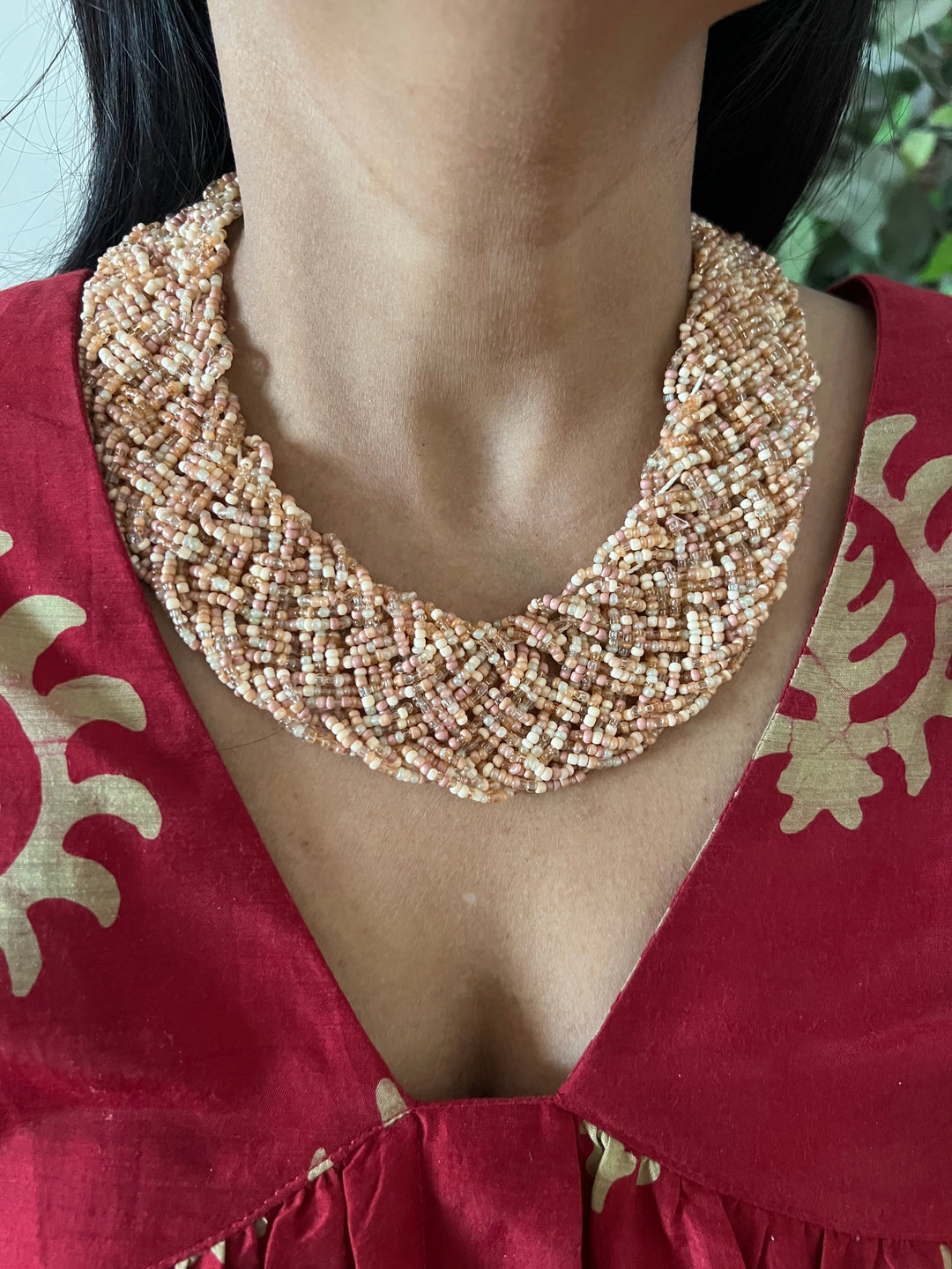 Statement Necklace with Gemstones Studs