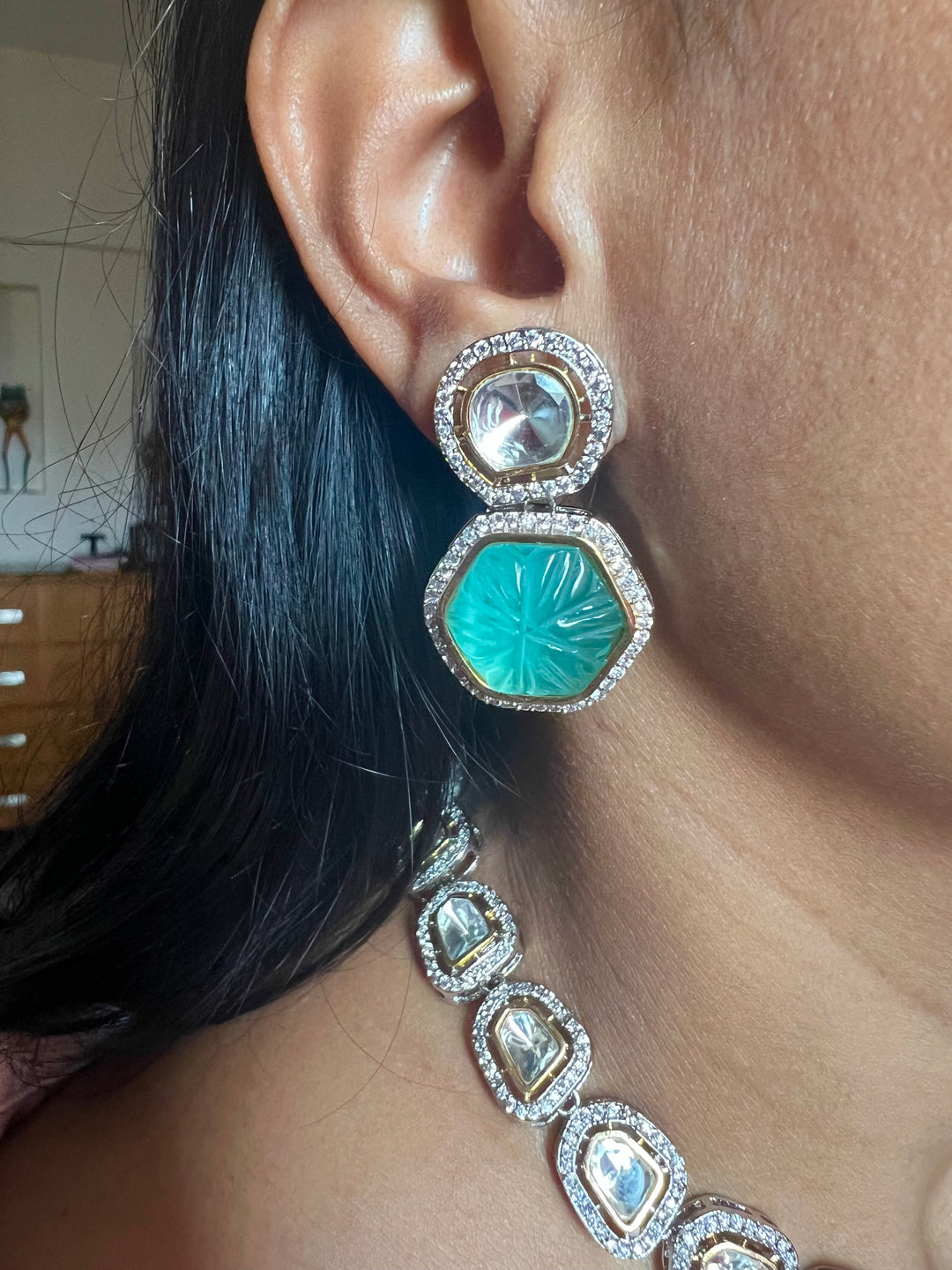 Victorian Kundan Necklace with Earrings