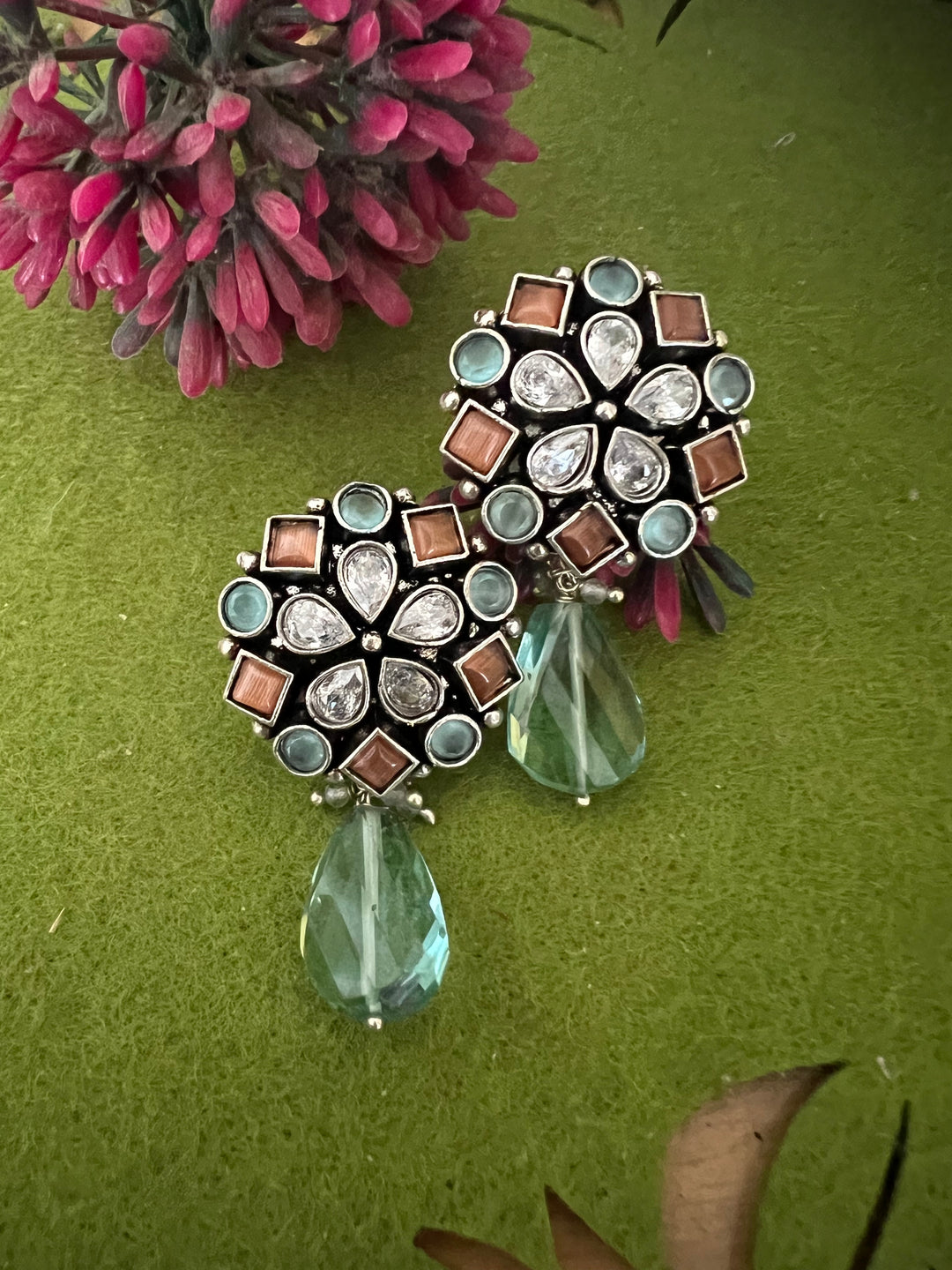 Antique Green Amethyst Earrings