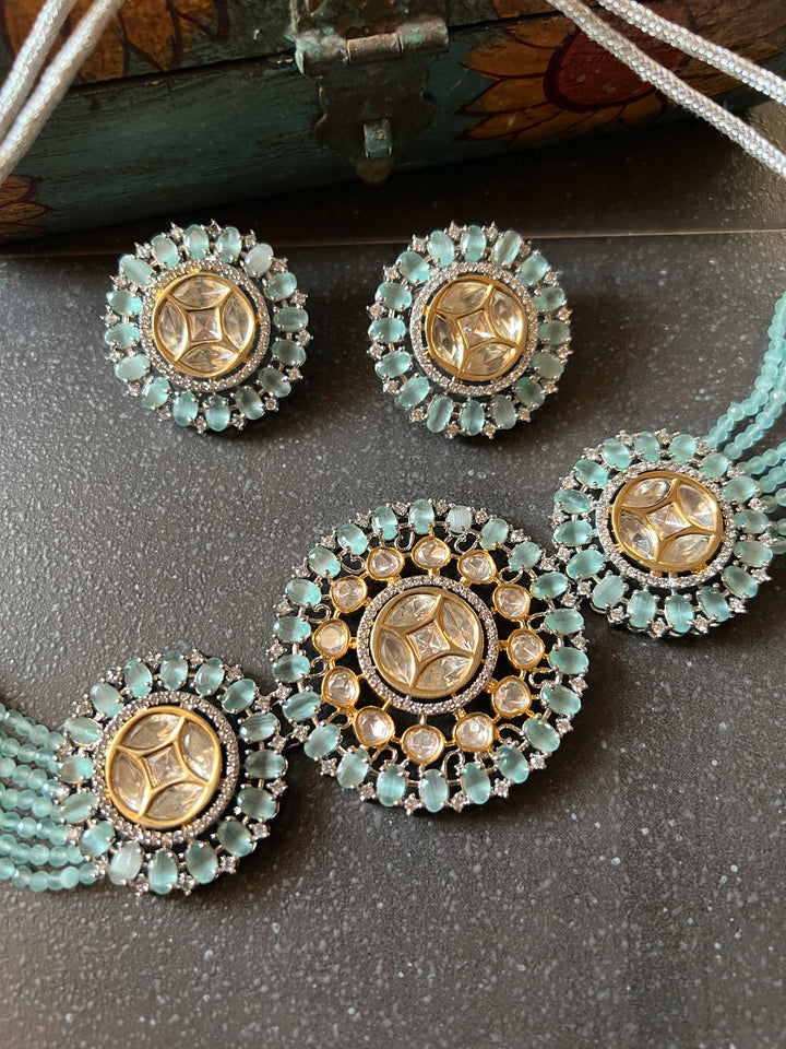 Victorian Kundan Choker Necklace with Earrings