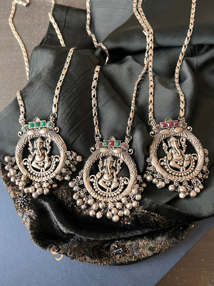 Antique Ganesha Pendant Long Necklace