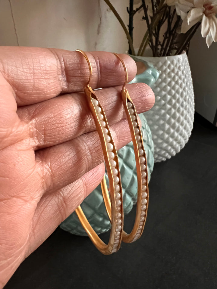 Designer Bold and Beautiful Pearl Hoops