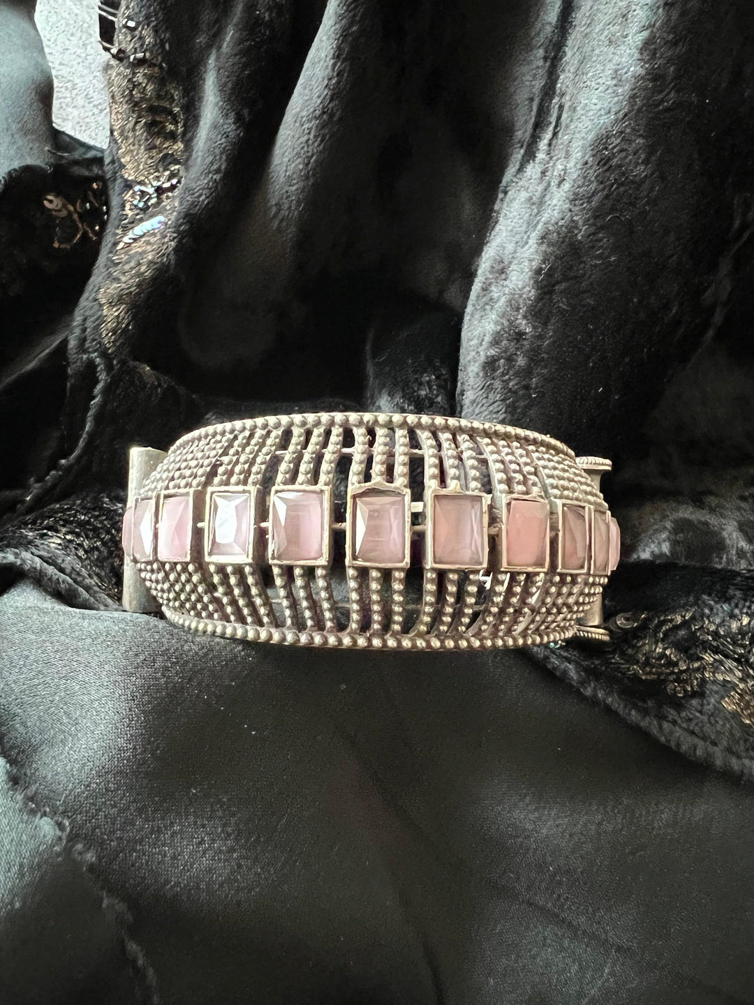 Statement Pink Stone Antique Kada/ Premium Quality Kada / Indian Bangle - SHIVKA