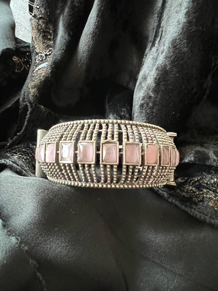 Statement Pink Stone Antique Kada/ Premium Quality Kada / Indian Bangle - SHIVKA