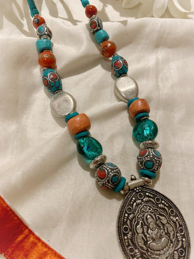 Goddess Pendant Beaded Long Necklace - SHIVKA