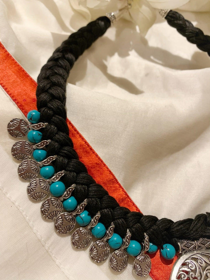 Silver Turquoise Tribal Necklace - SHIVKA