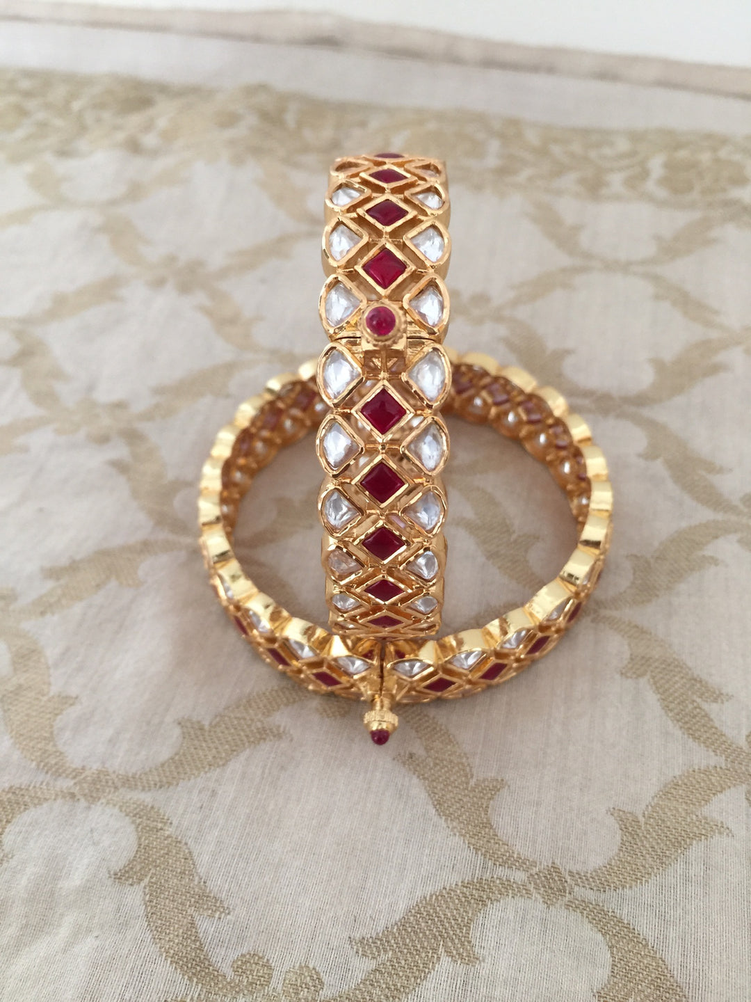 Classic Red Kundan Bangles - Set of 2