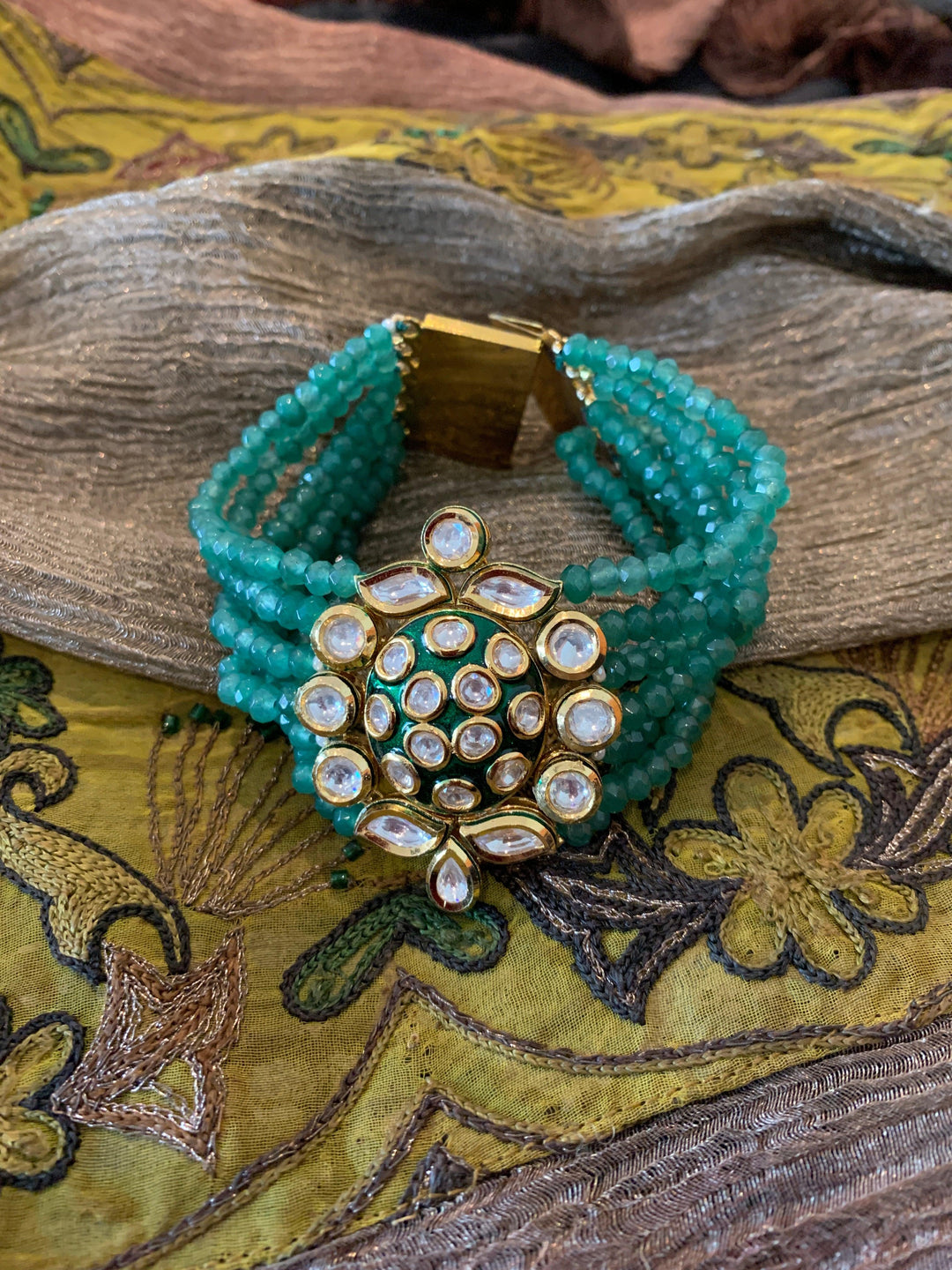 Green Beaded Bracelet - SHIVKA