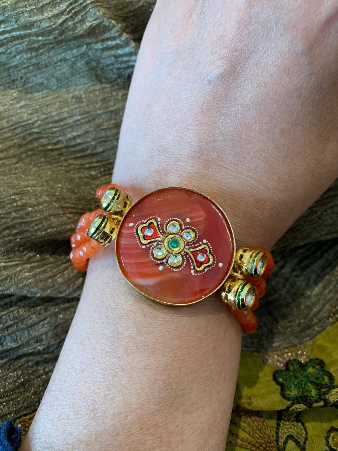 Orange Bead Affair Bracelet - SHIVKA