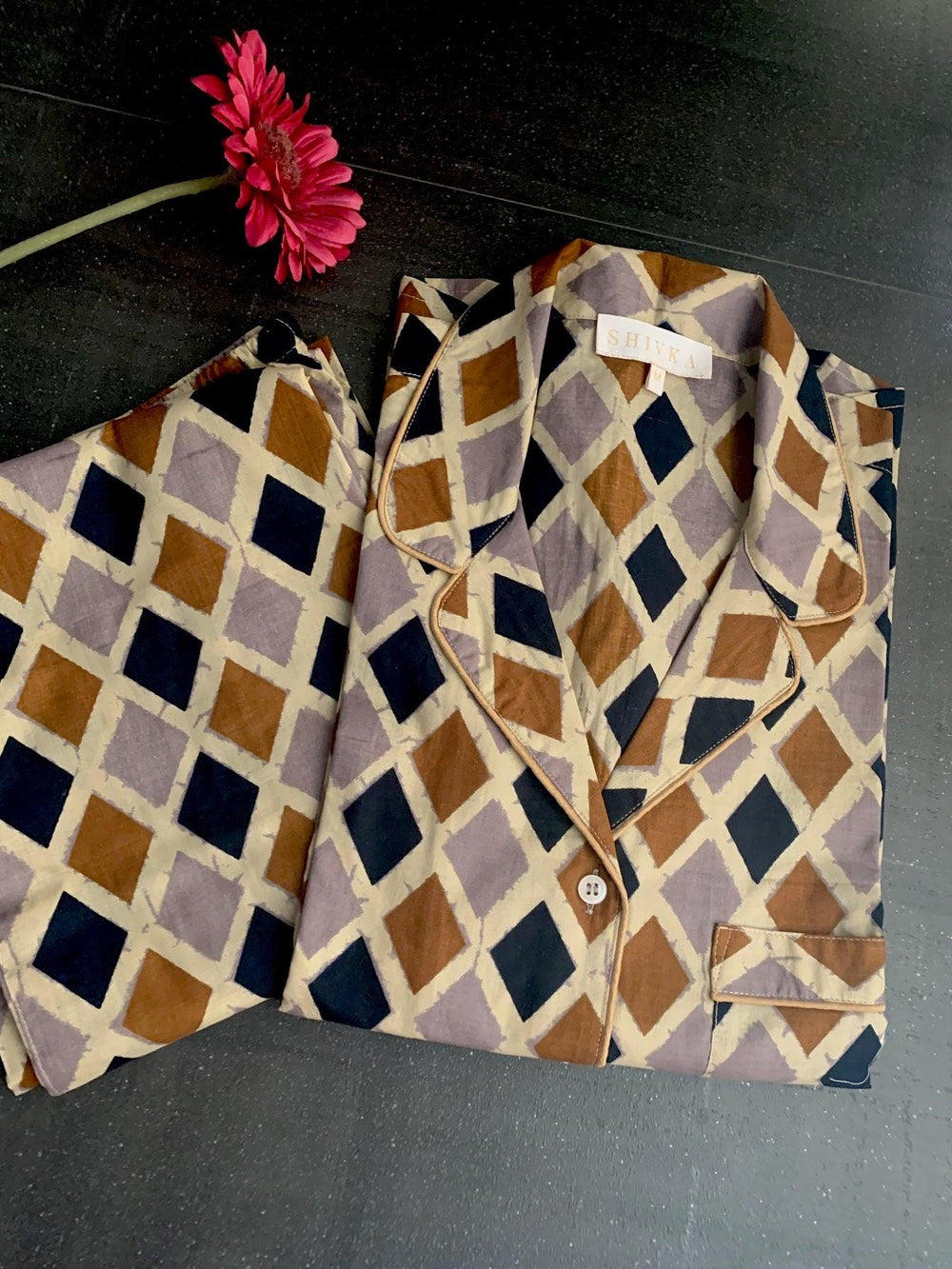 Geometric Print Nightsuit - SHIVKA