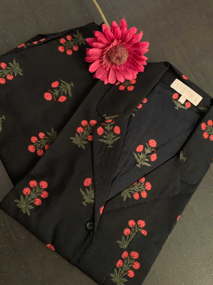 Pink Flowers Nightsuit - SHIVKA