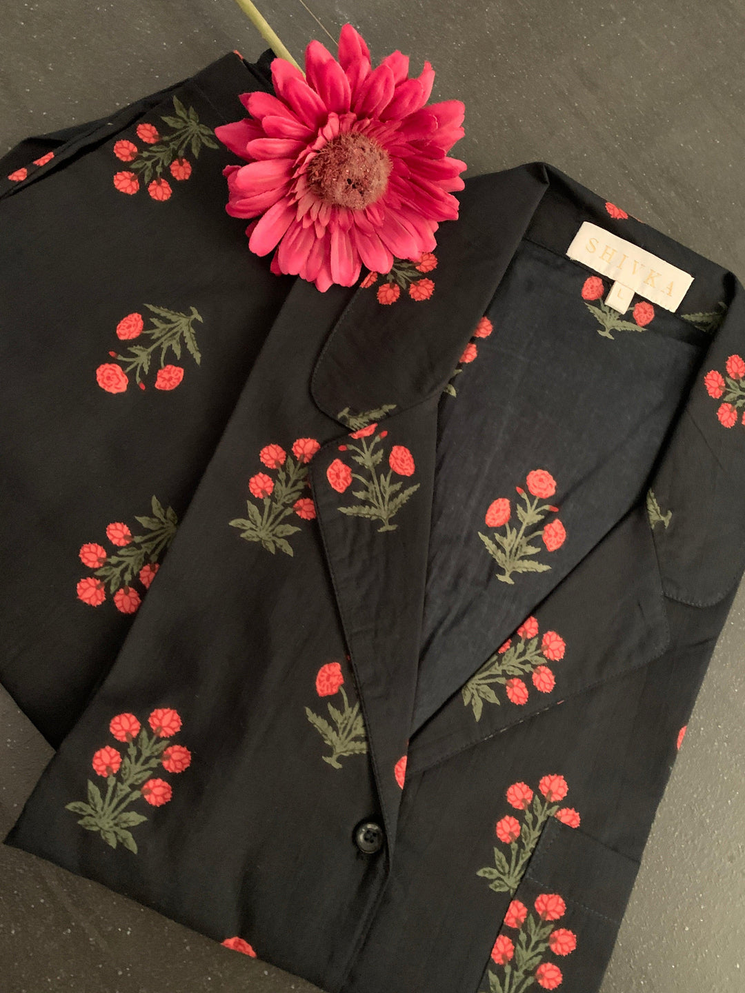 Pink Flowers Nightsuit - SHIVKA