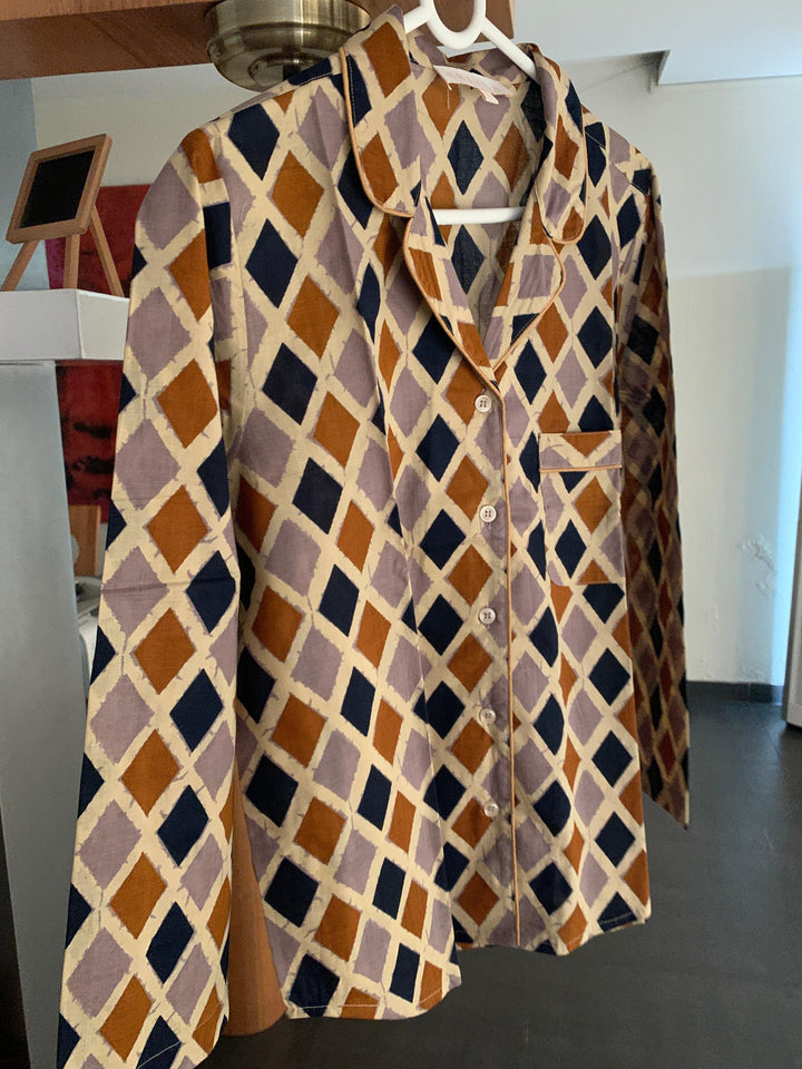 Geometric Print Nightsuit - SHIVKA