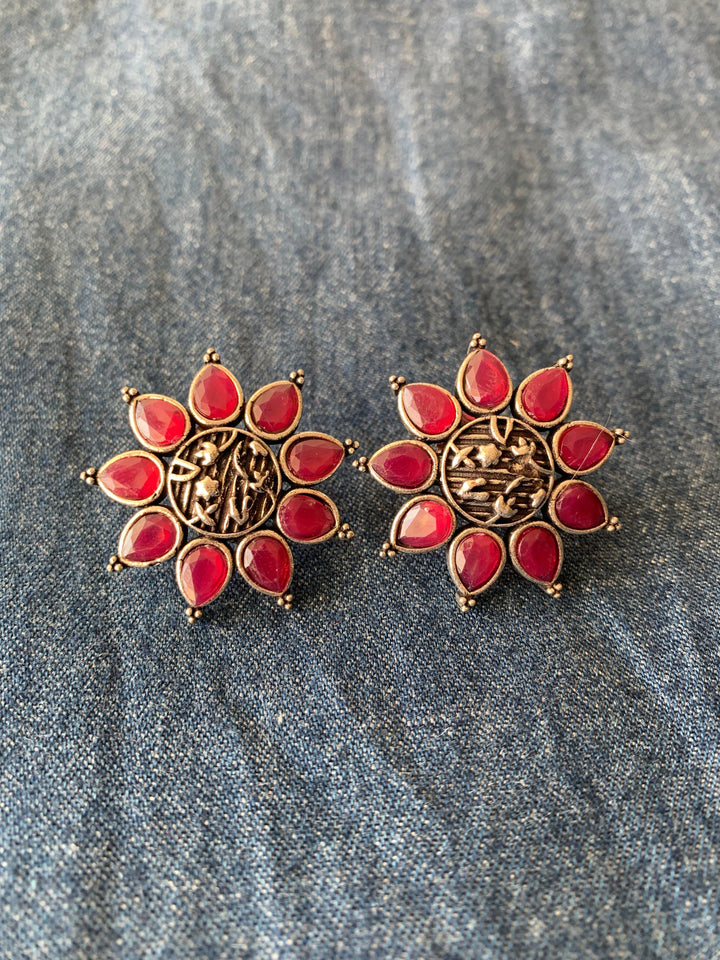 Floral Stone Studs - SHIVKA