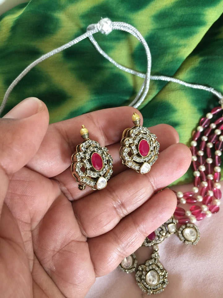 The Noor Jahan Necklace Set | Victorian Kundan Choker with Earrings