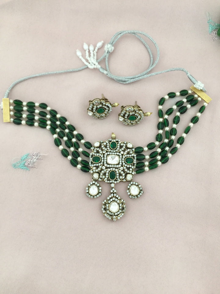 Victorian Kundan Choker with Earrings