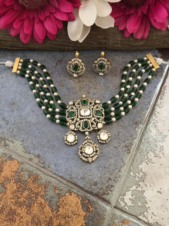 Victorian Kundan Choker with Earrings