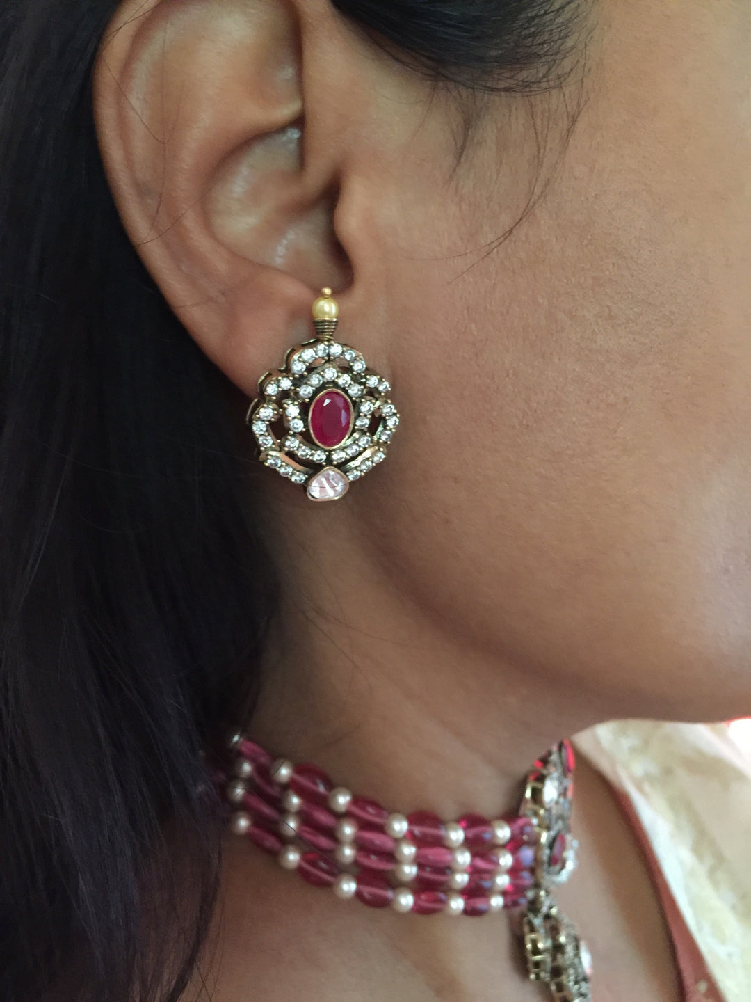 The Noor Jahan Necklace Set | Victorian Kundan Choker with Earrings