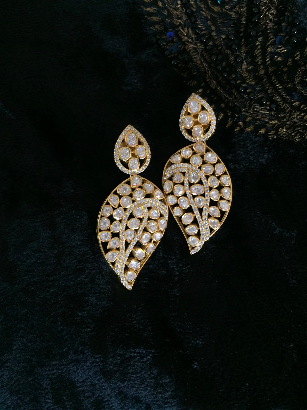 Pure 925 Moissanite Polki Silver Earrings