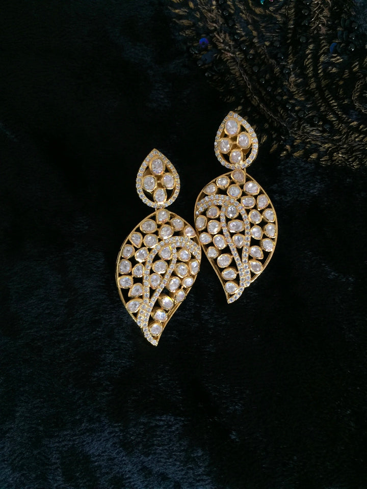 Pure 925 Moissanite Polki Silver Earrings