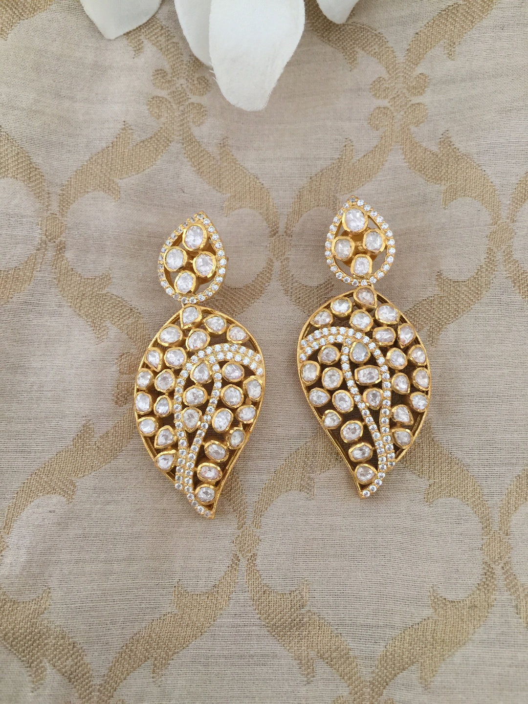 Pure 925 Moissanite Polki Silver Earrings