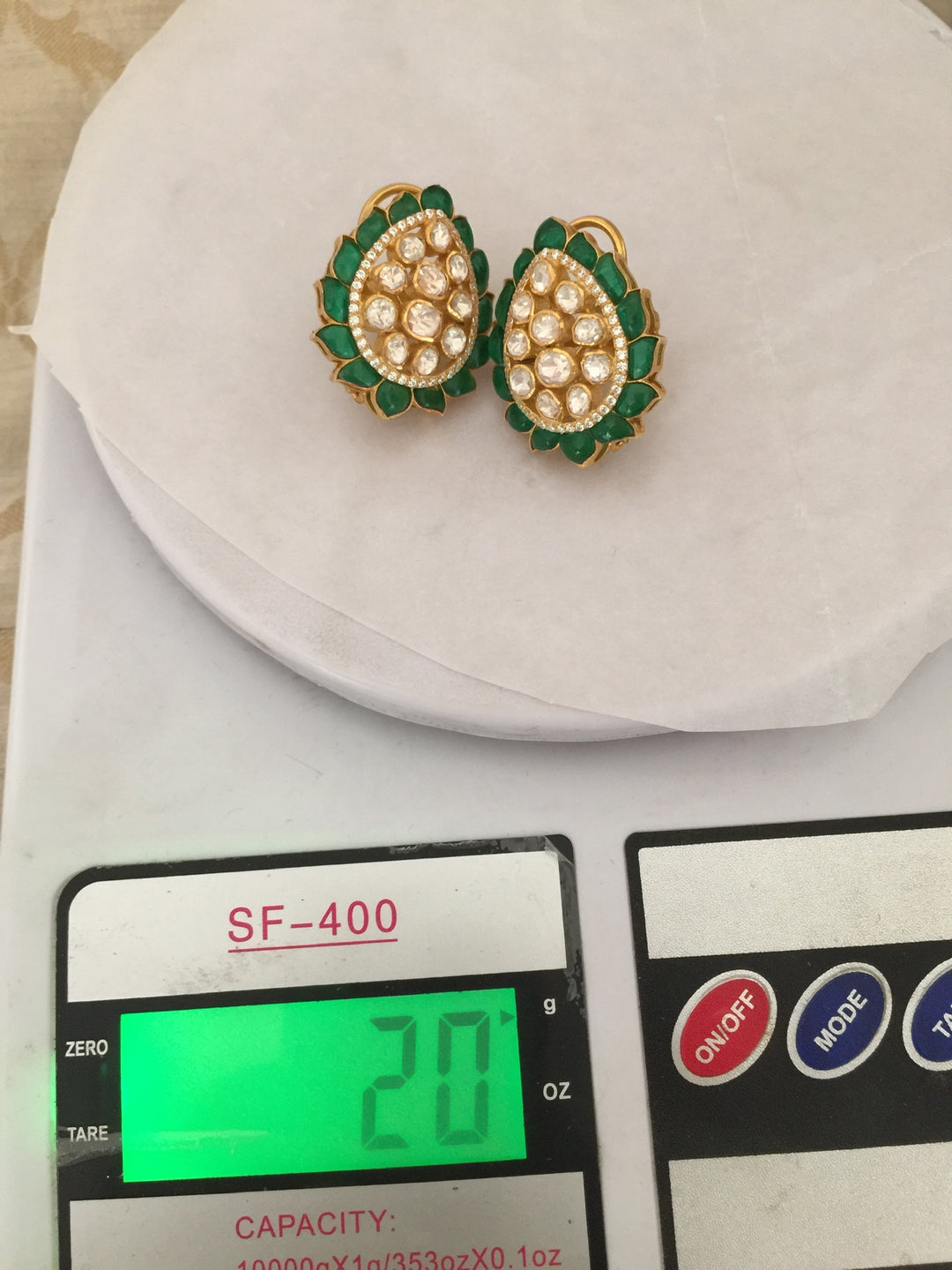 Pure 925 Moissanite Polki Silver Earrings