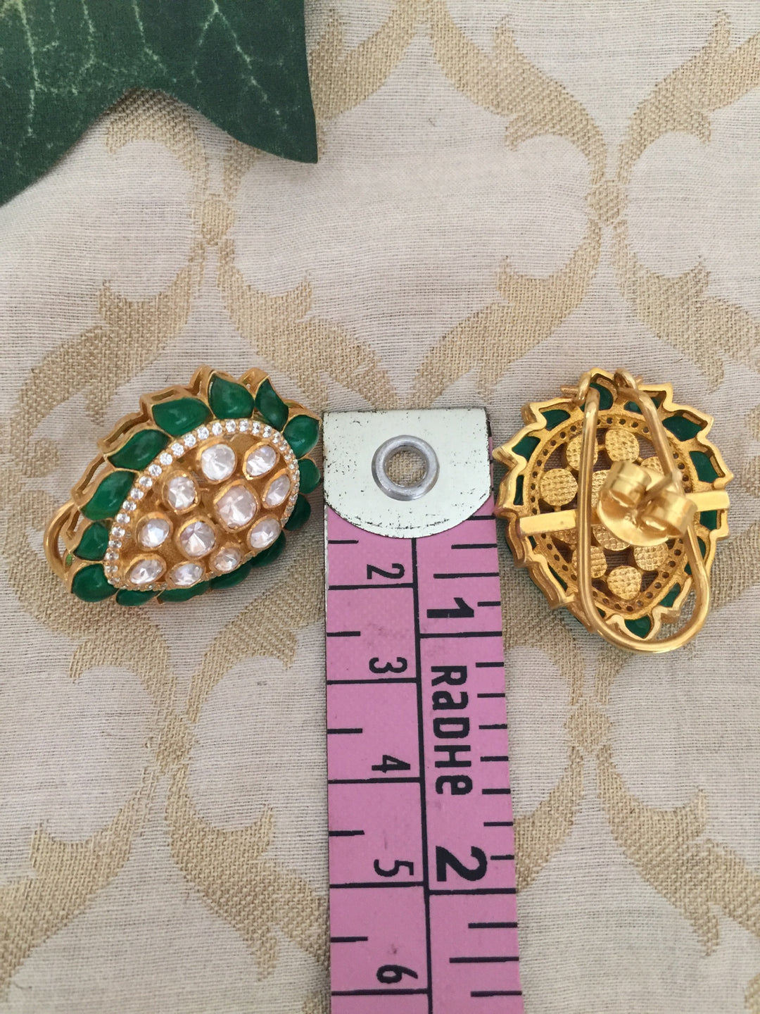 Pure 925 Moissanite Polki Silver Earrings