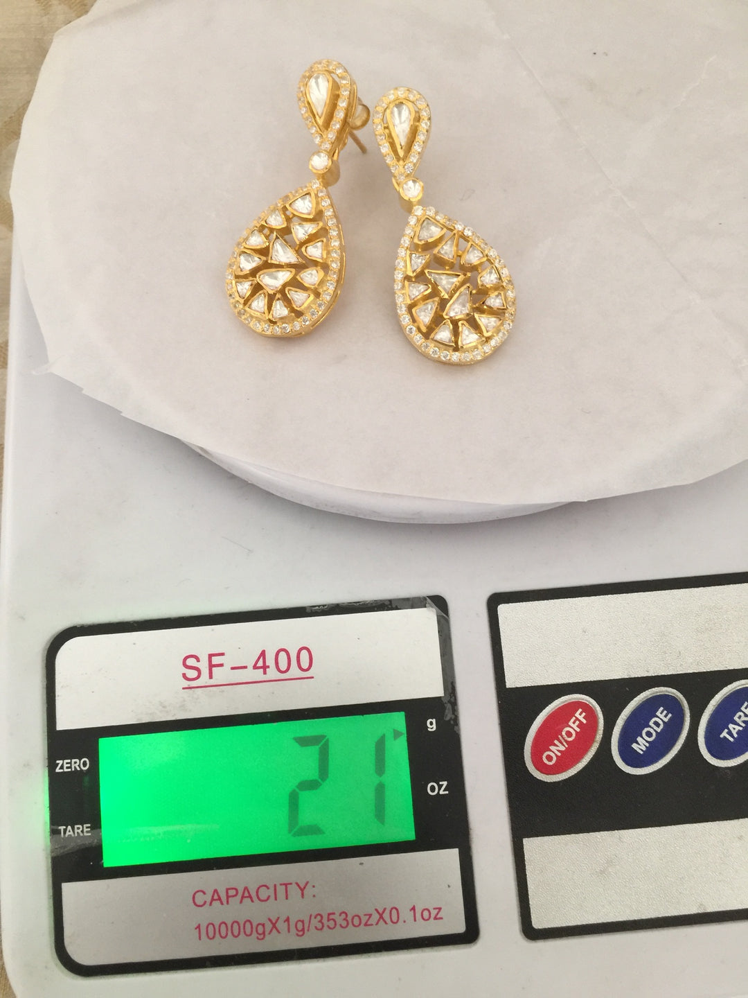 Pure 925 Moissanite Polki Silver Earrings