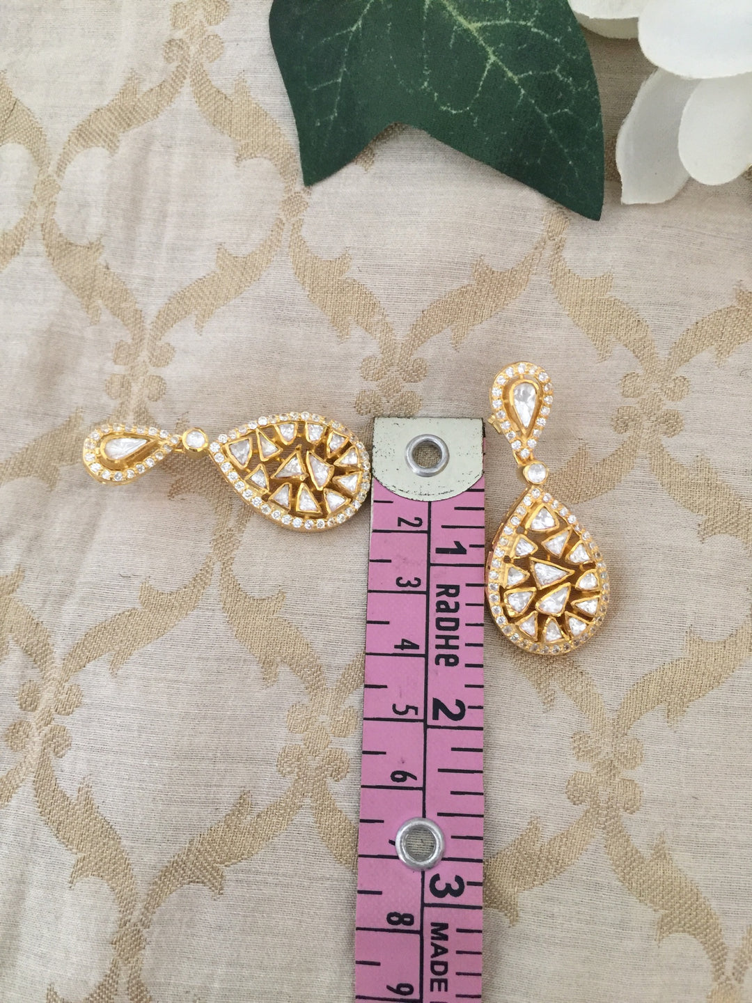 Pure 925 Moissanite Polki Silver Earrings