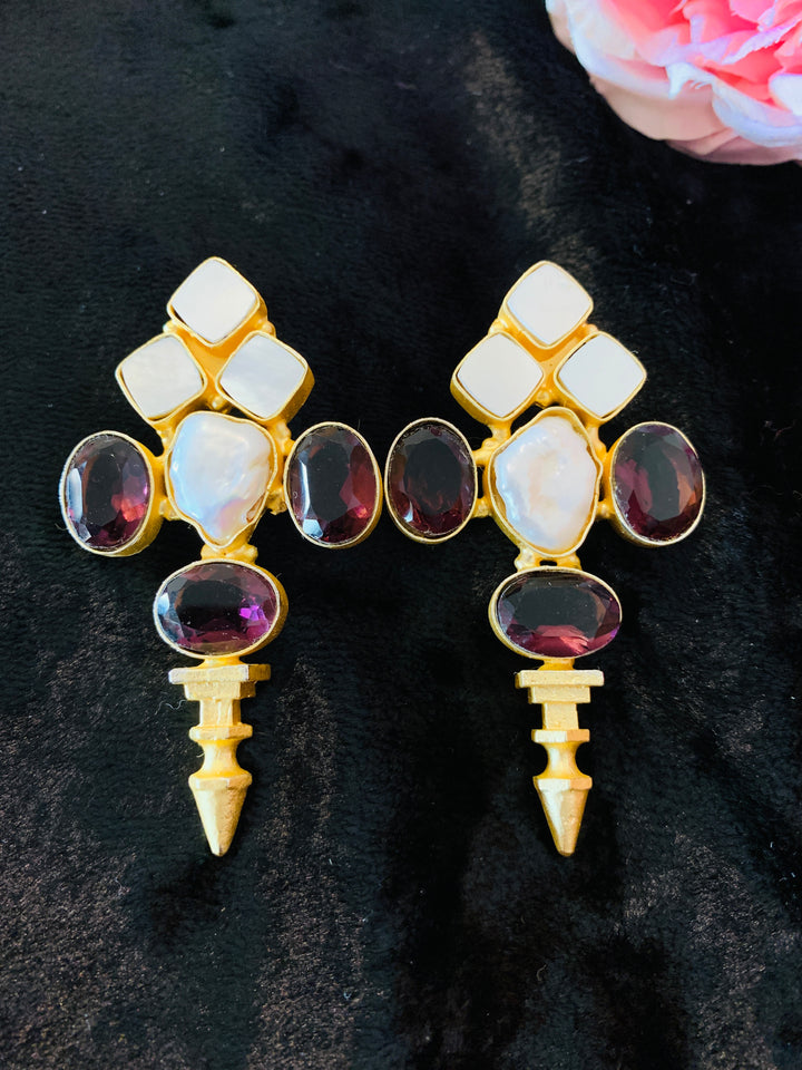 Designer Amethyst Stud Earrings