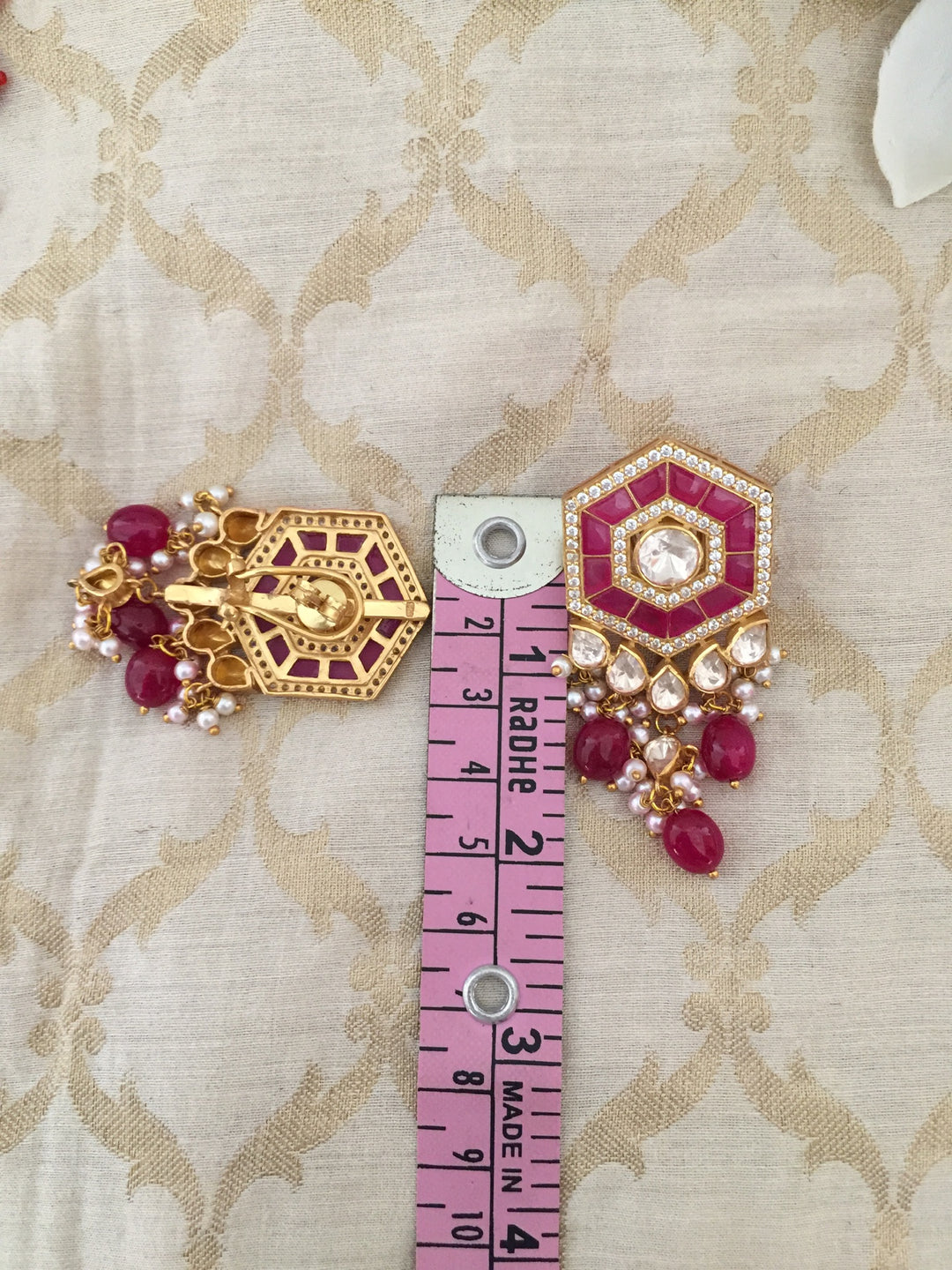 Pure 925 Moissanite Polki Silver Choker Necklace with Earrings