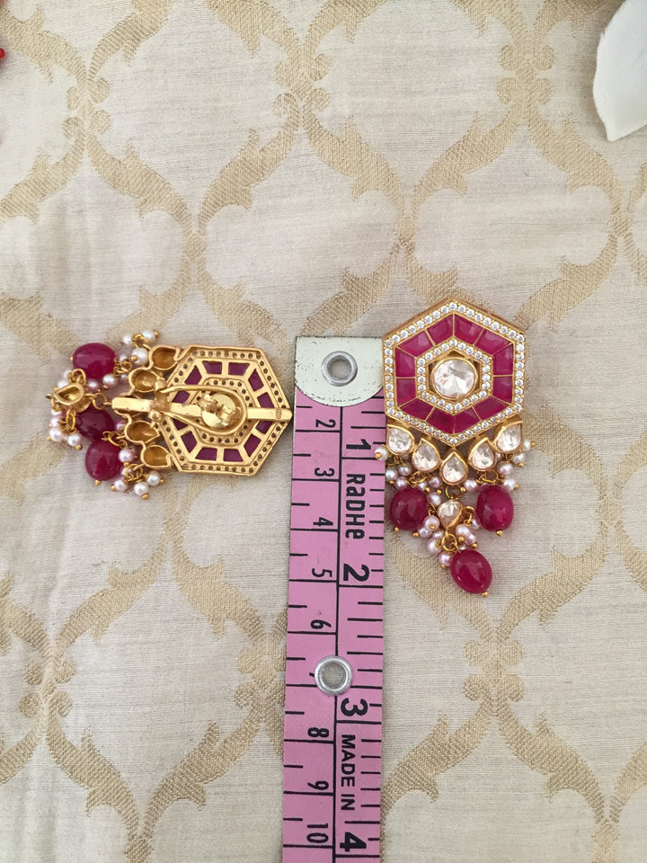 Pure 925 Moissanite Polki Silver Choker Necklace with Earrings