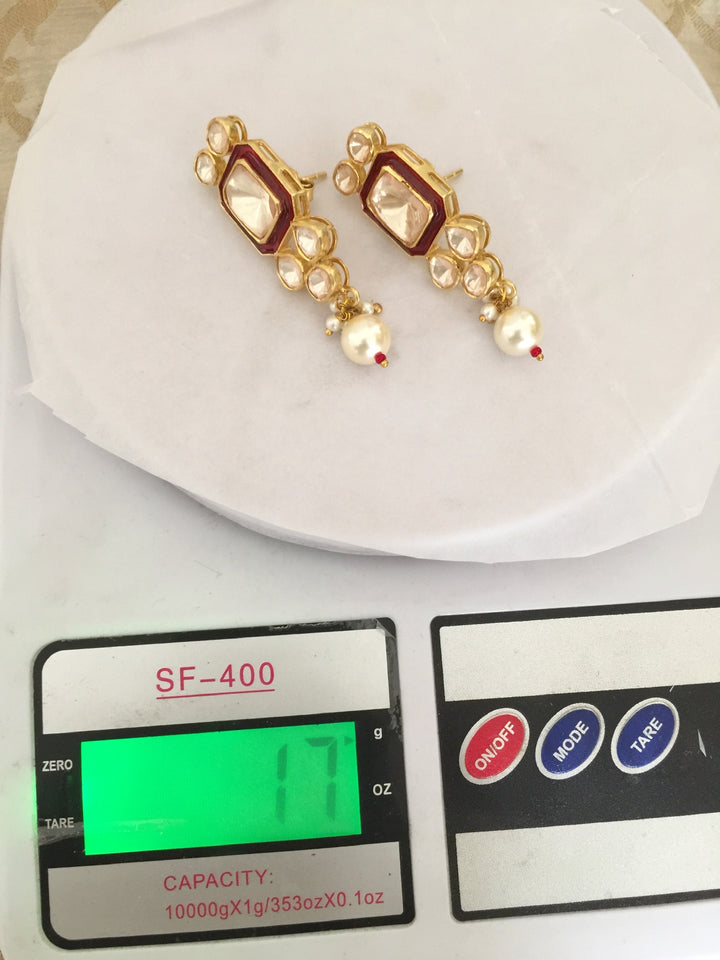 Pure 925 Moissanite Polki Silver Choker Necklace with Earrings