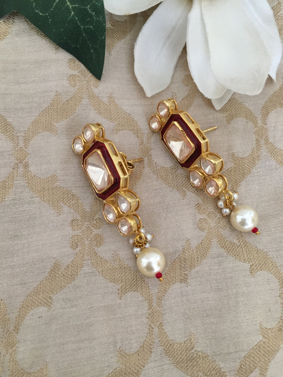 Pure 925 Moissanite Polki Silver Choker Necklace with Earrings