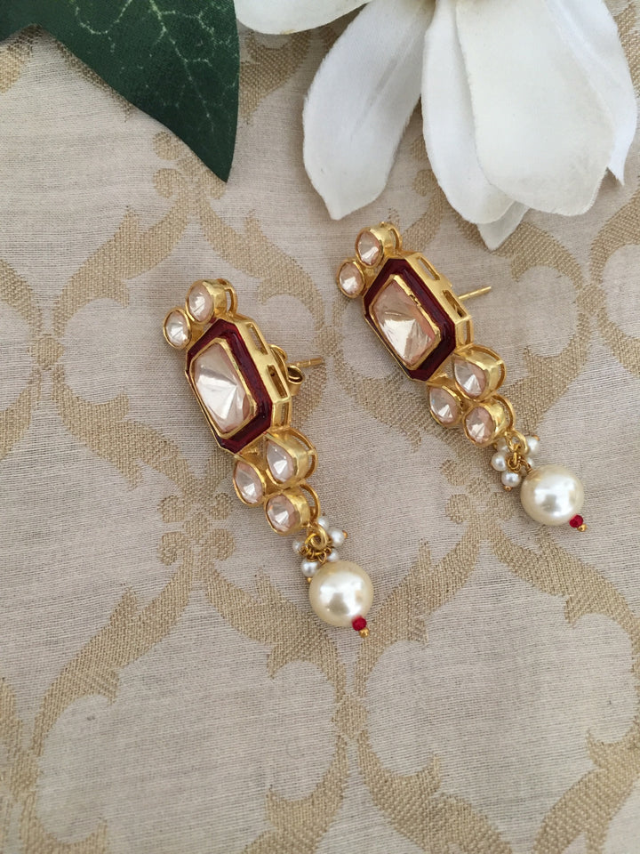 Pure 925 Moissanite Polki Silver Choker Necklace with Earrings