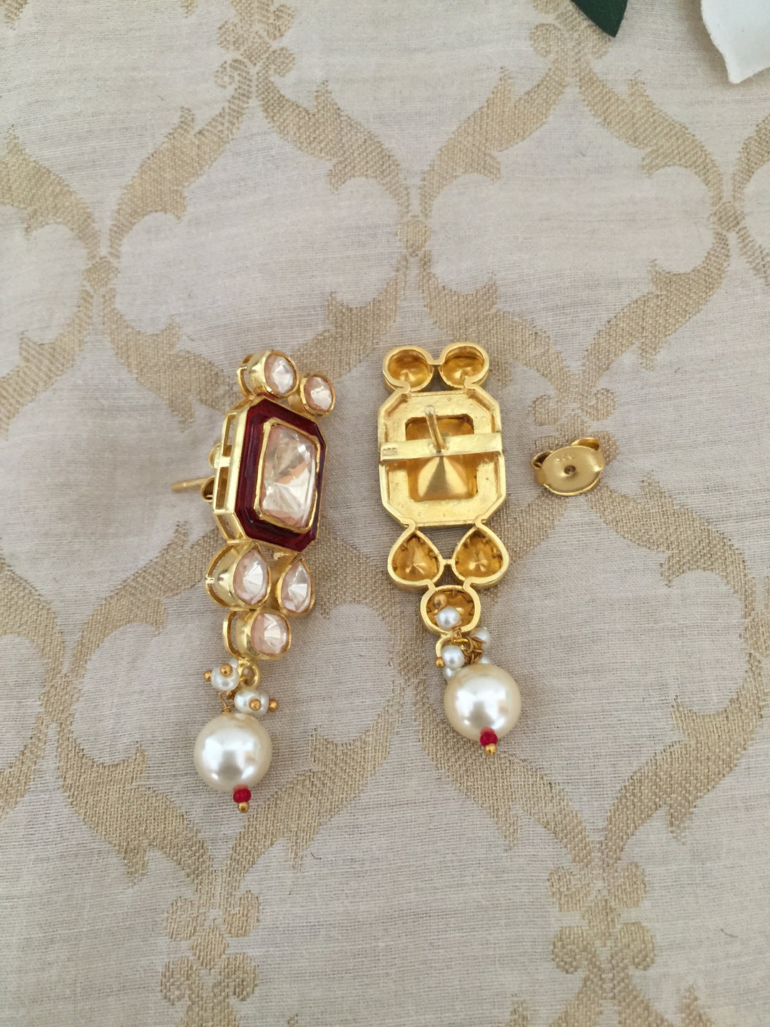 Pure 925 Moissanite Polki Silver Choker Necklace with Earrings