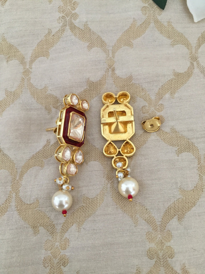 Pure 925 Moissanite Polki Silver Choker Necklace with Earrings