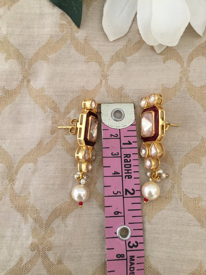 Pure 925 Moissanite Polki Silver Choker Necklace with Earrings