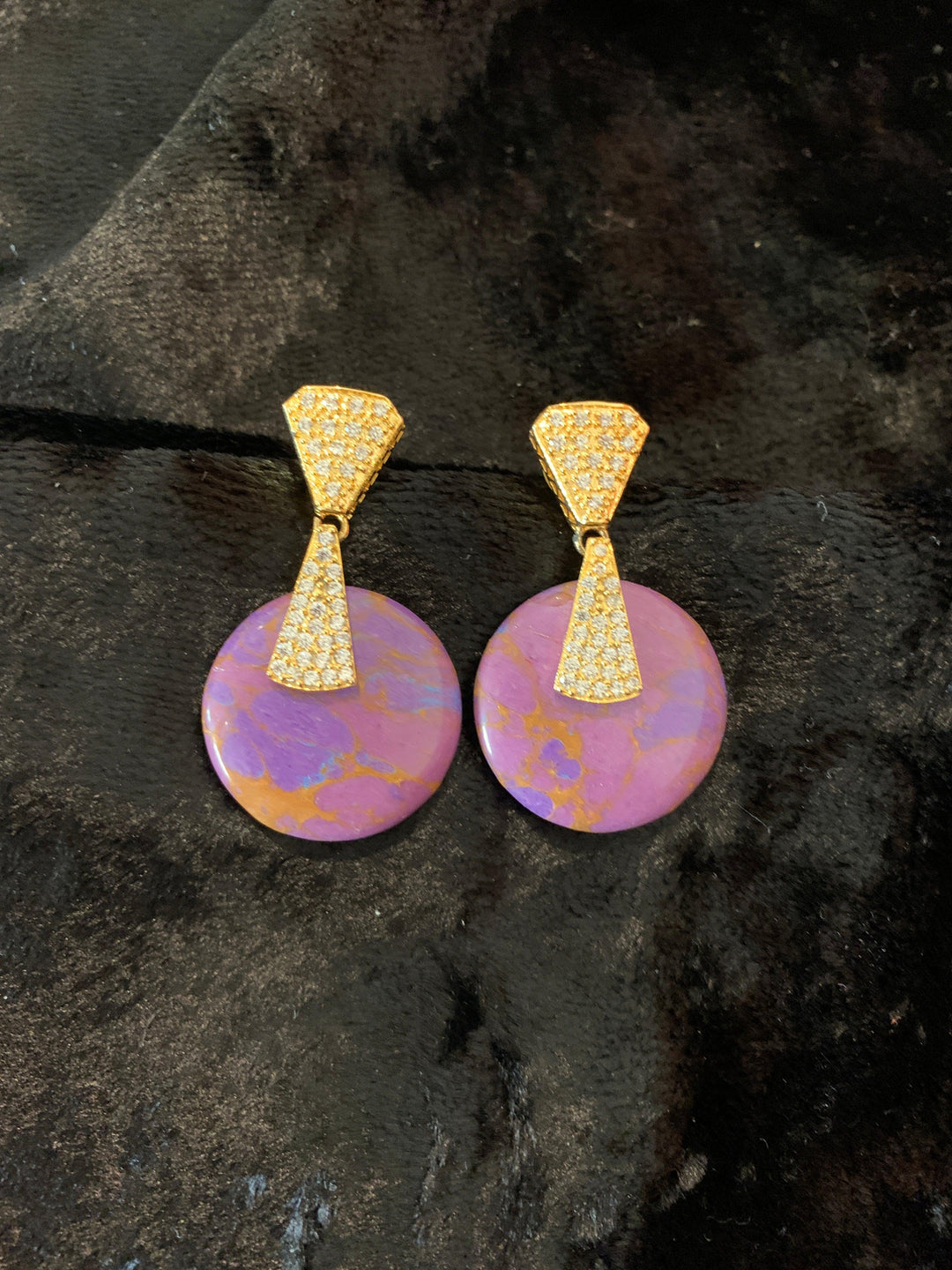 Lepidolite CZ Earrings - SHIVKA