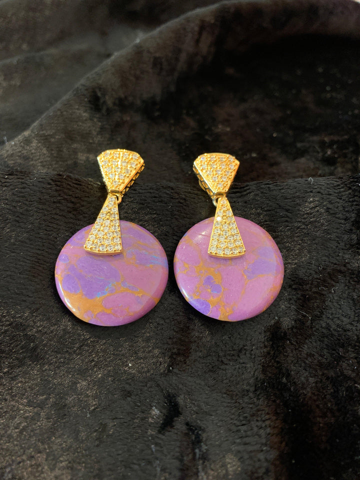 Lepidolite CZ Earrings - SHIVKA