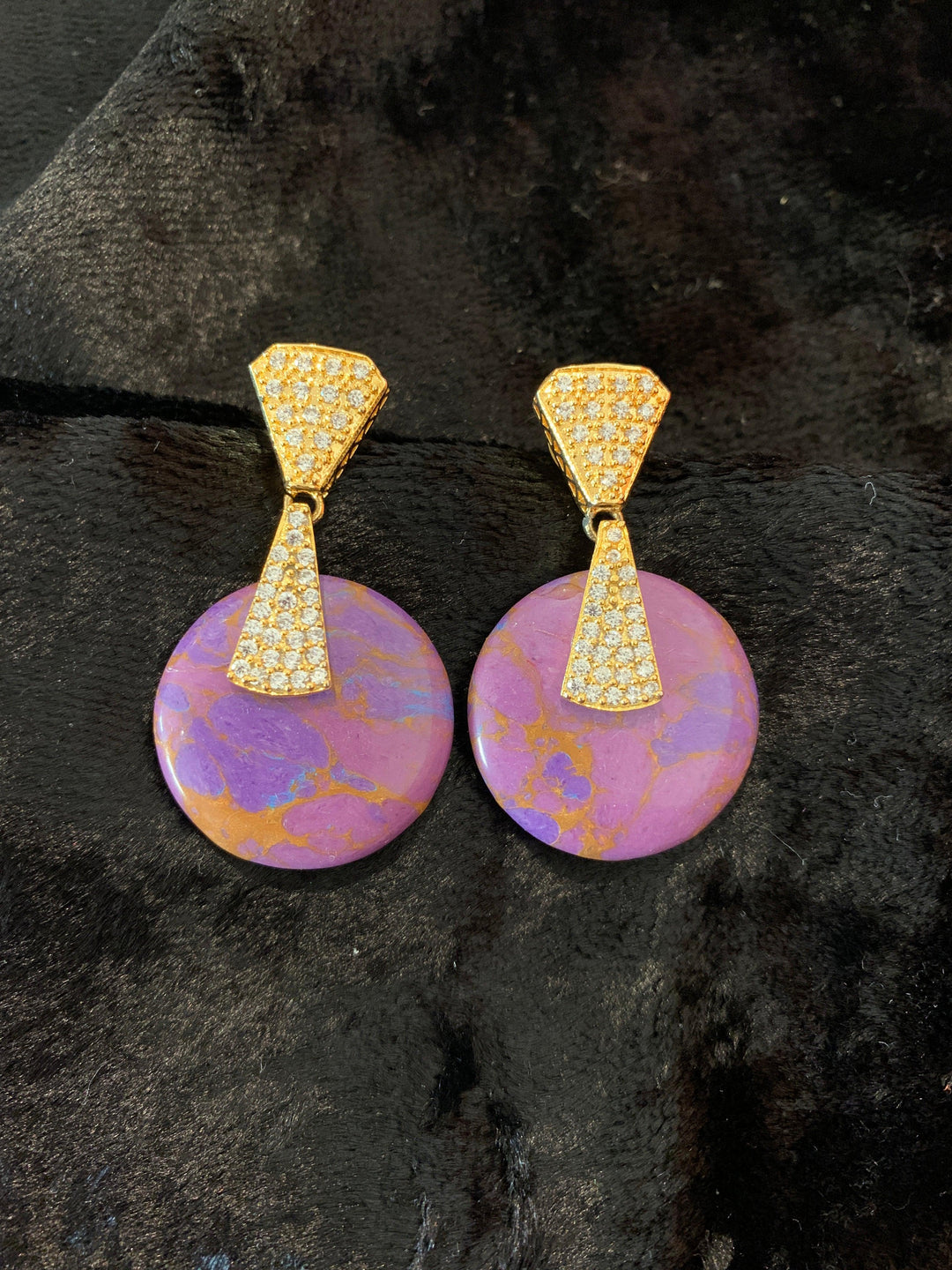 Lepidolite CZ Earrings - SHIVKA