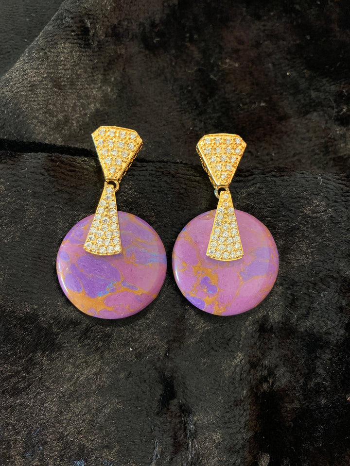 Lepidolite CZ Earrings - SHIVKA