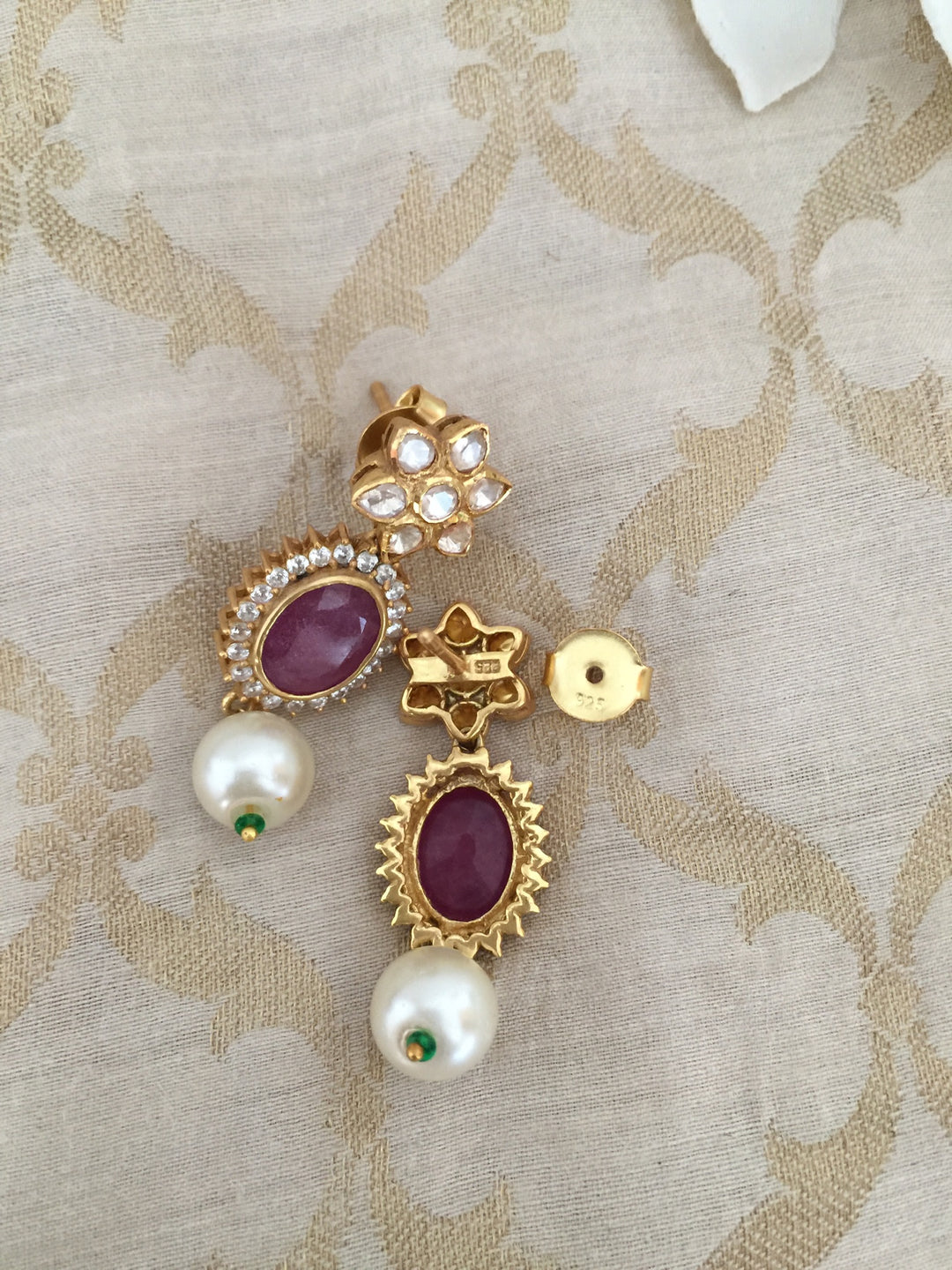 Pure 925 Moissanite Polki Silver Choker Necklace with Earrings